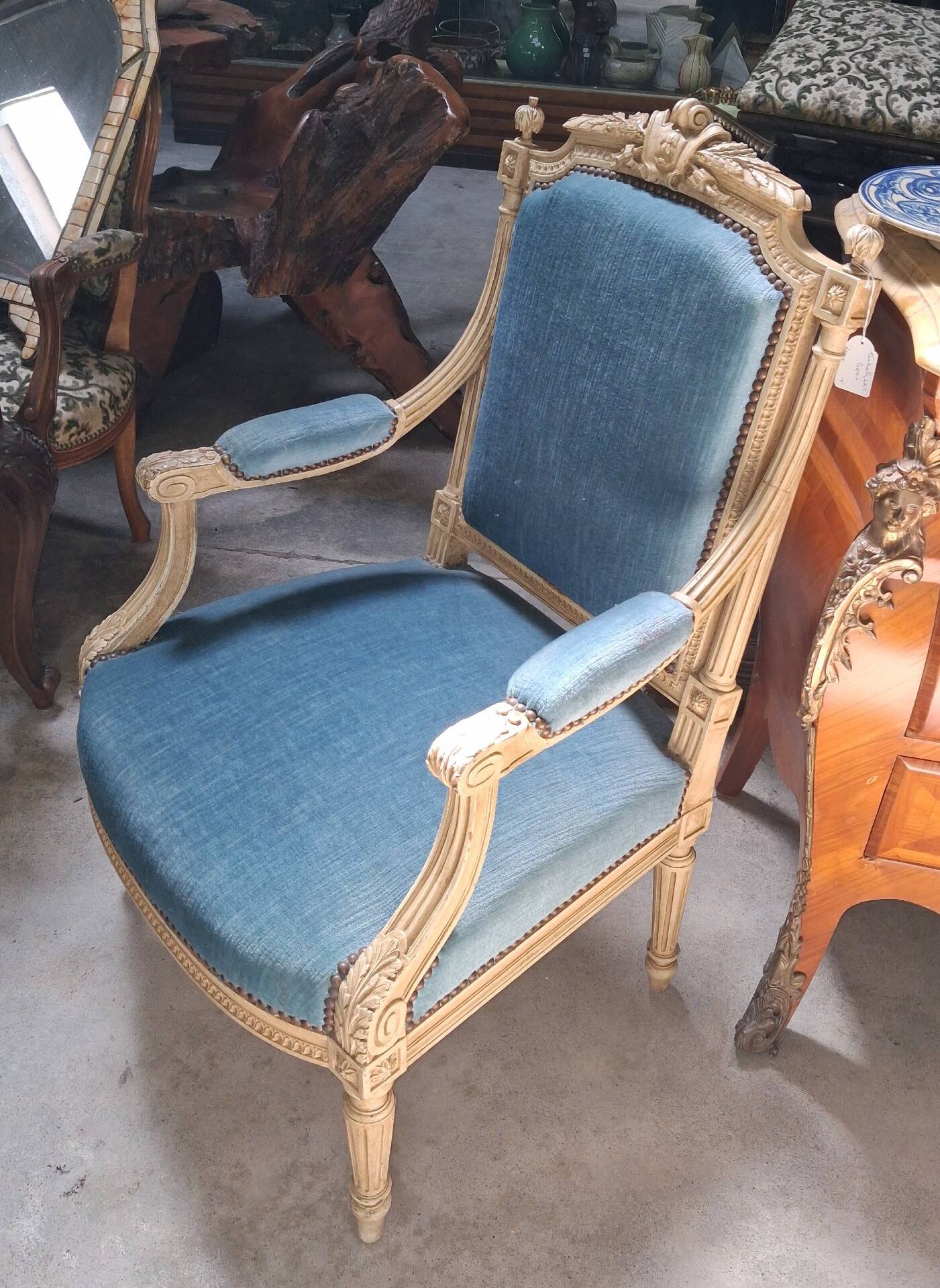 Louis XVI style armchair in lacquered wood