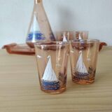 Service à liqueur Art Déco motif bateau