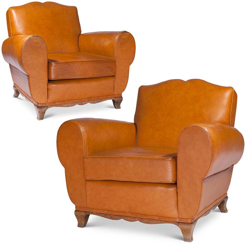 Pair of armchairs Club mustache leather