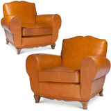 Pair of armchairs Club mustache leather