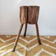 Brutalist side table - Former solid wood farm block
