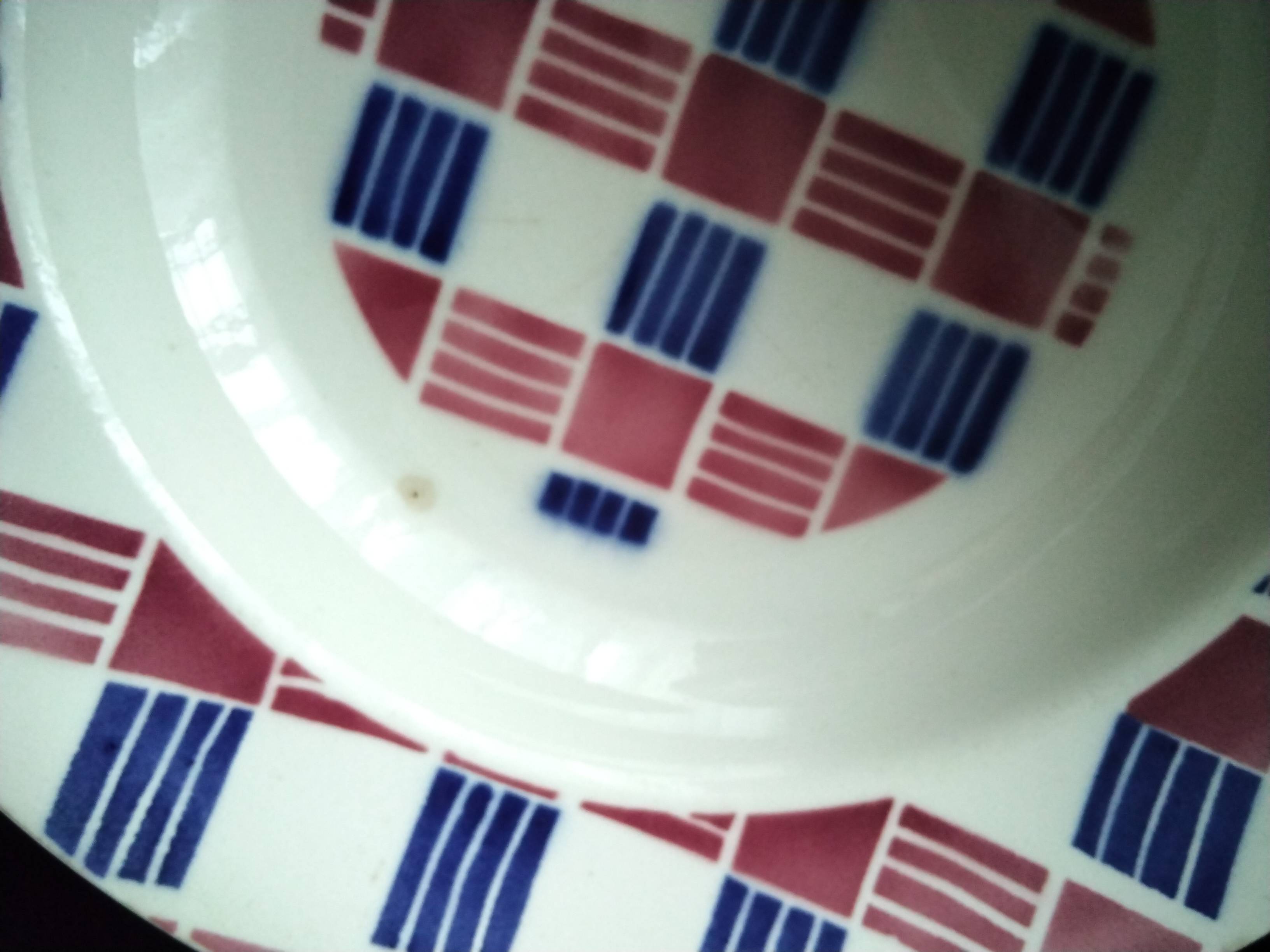 6 Saint Amand earthenware soup plates, Art Deco style