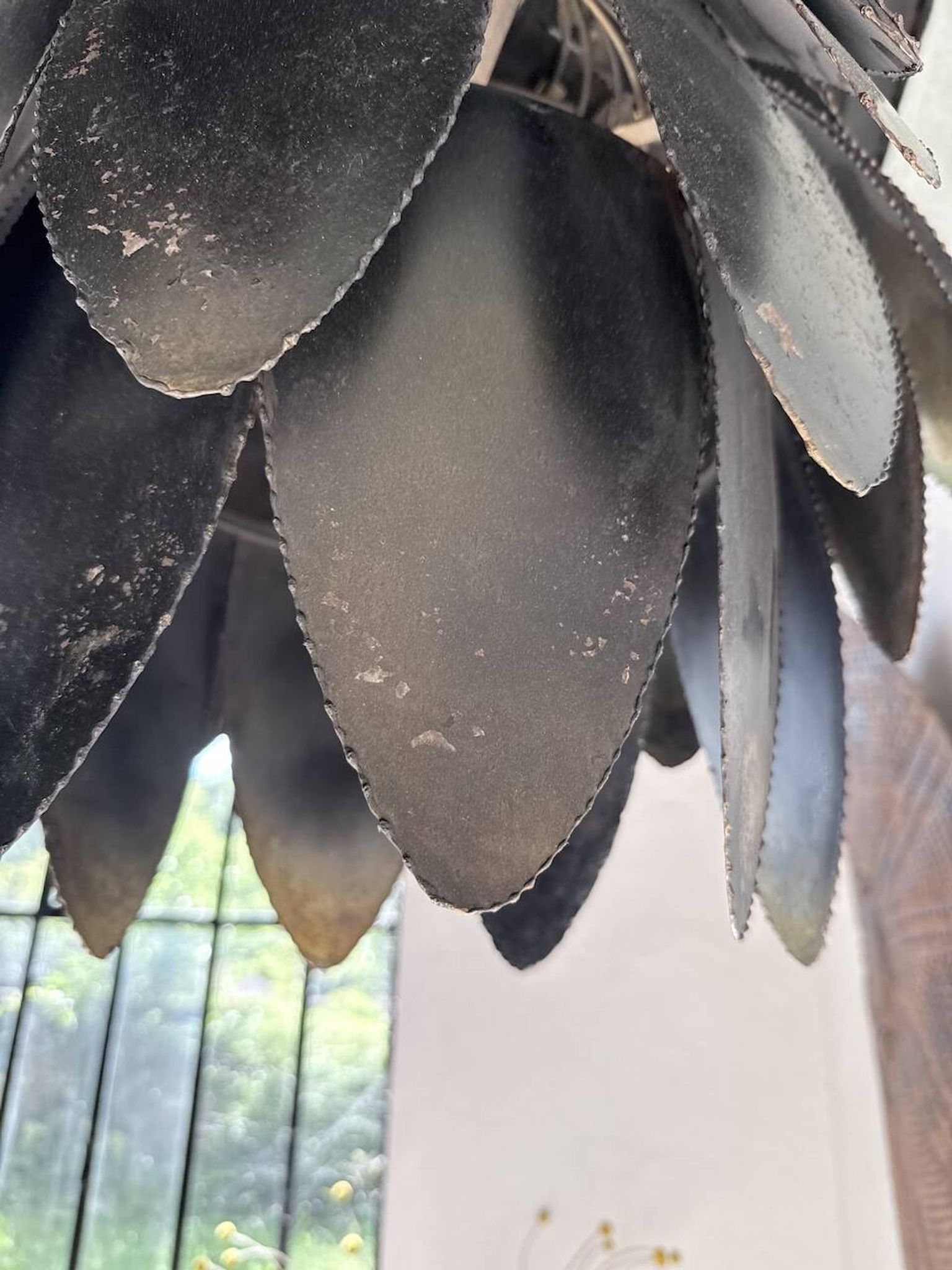 Brutalist suspension Jansen metal welded flower