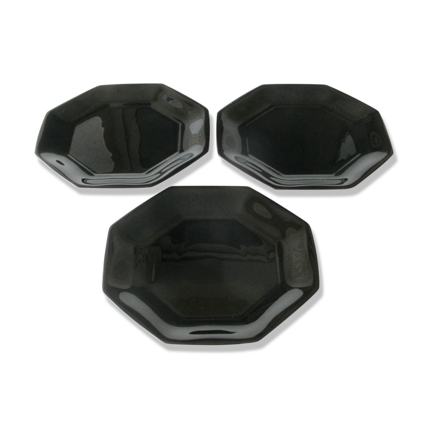 3 flat plates arcoroc - noir france - collection esso -