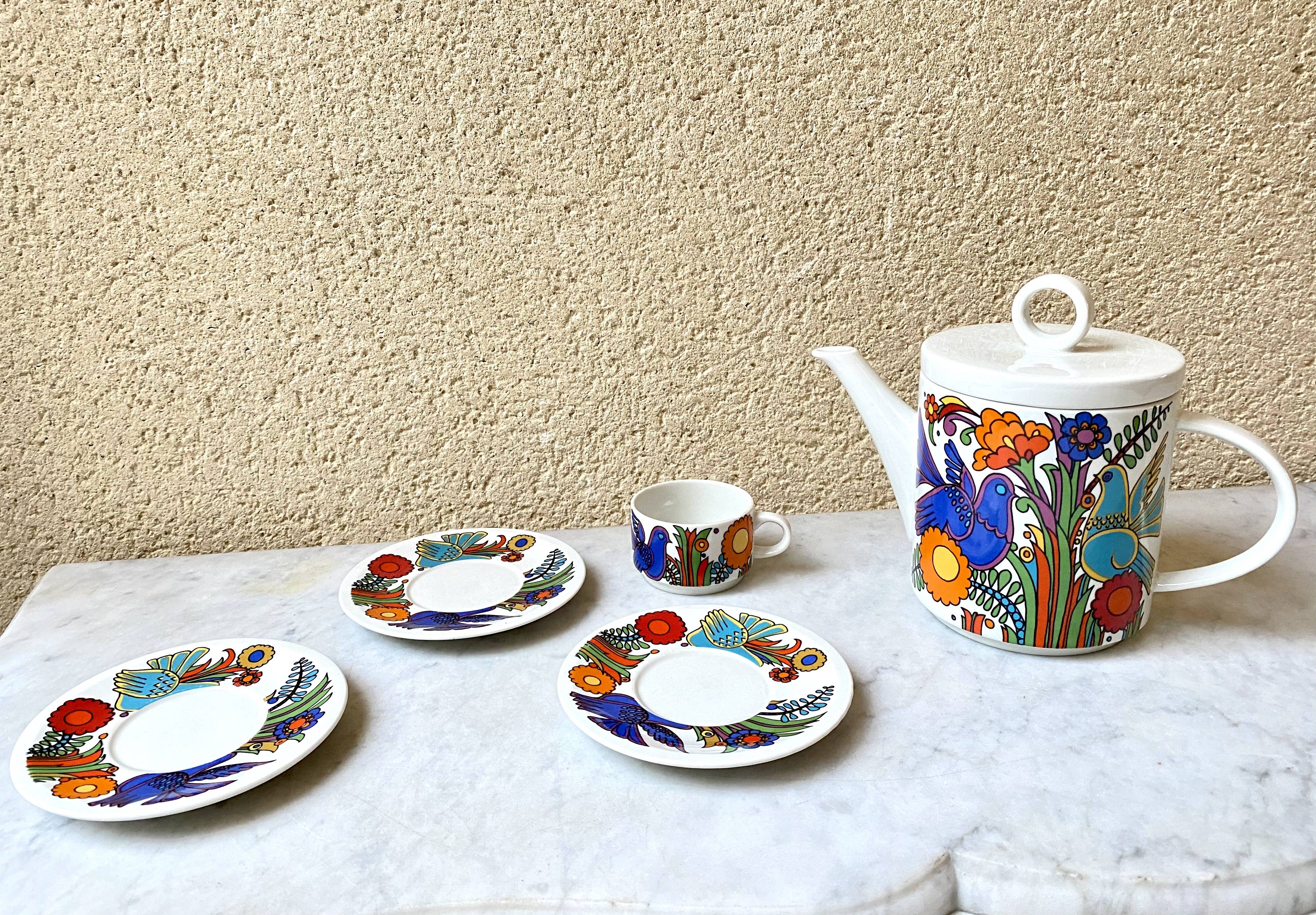 Coffee maker and ceramic coffee cup Villeroy and Boch Acapulco vintage 70s