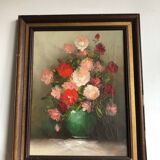 Oil on canvas still life bouquet of flowers