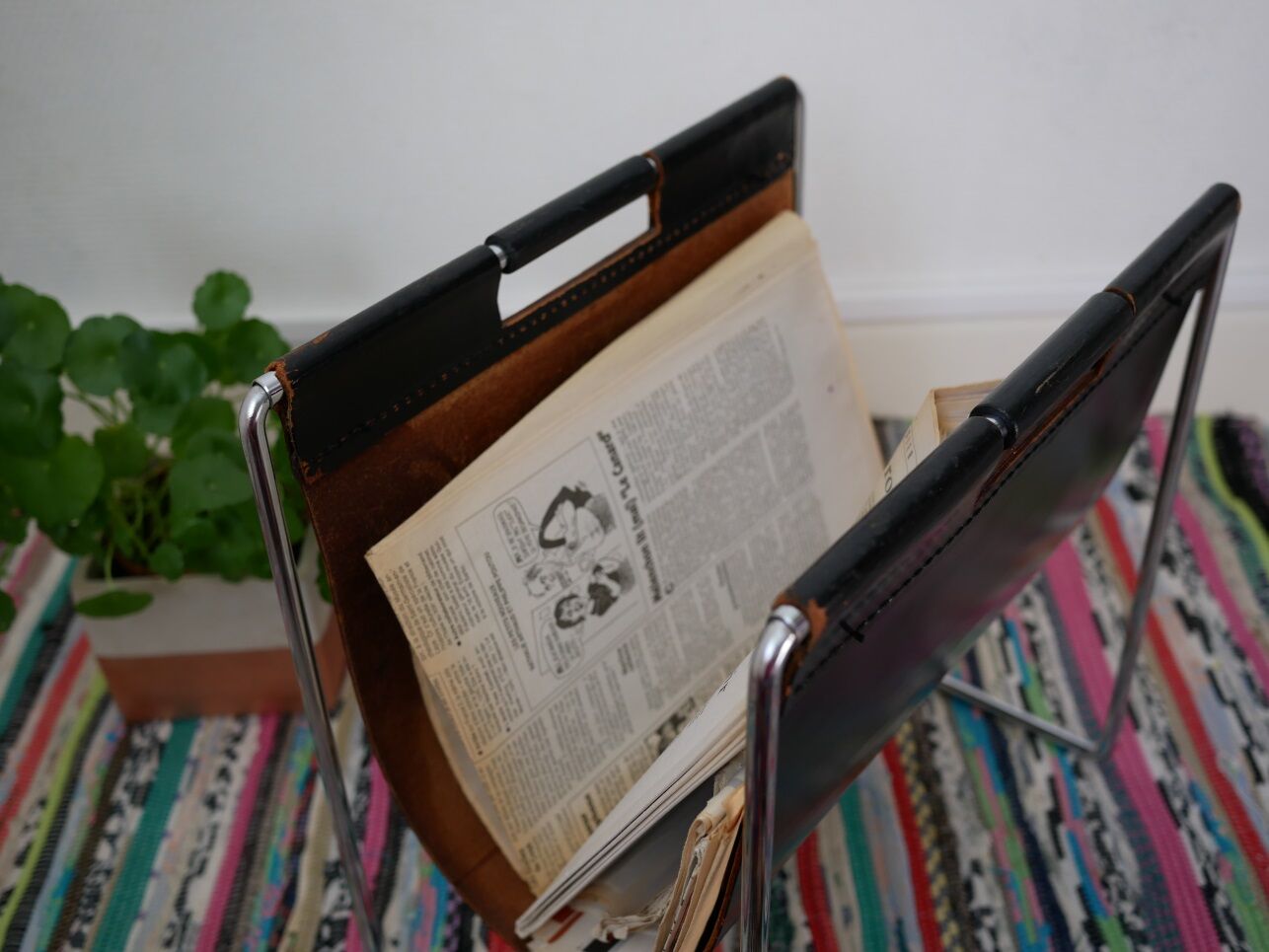 Magazine rack leather made by Brabantia 70 years
