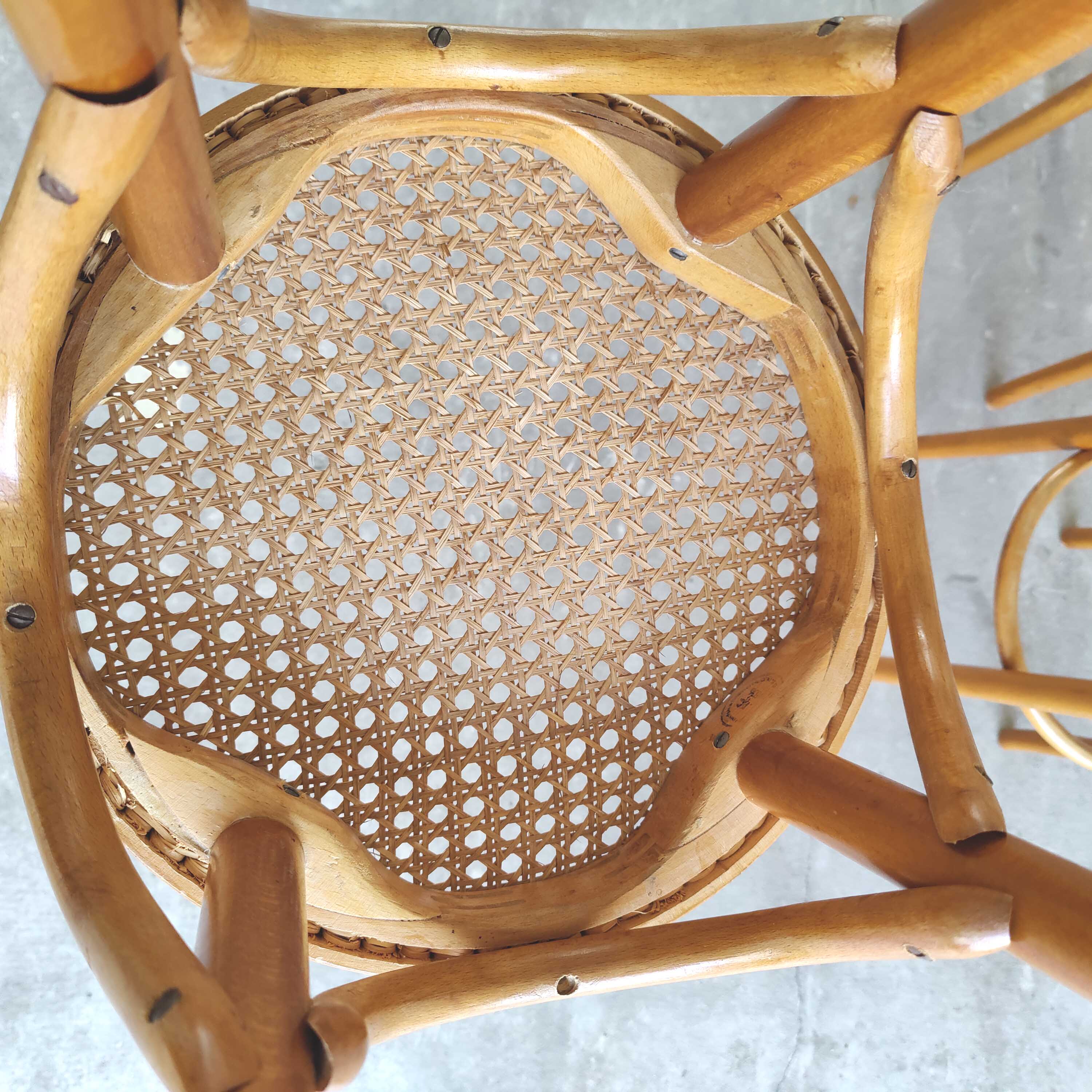 Three bistro stool wood and cannage