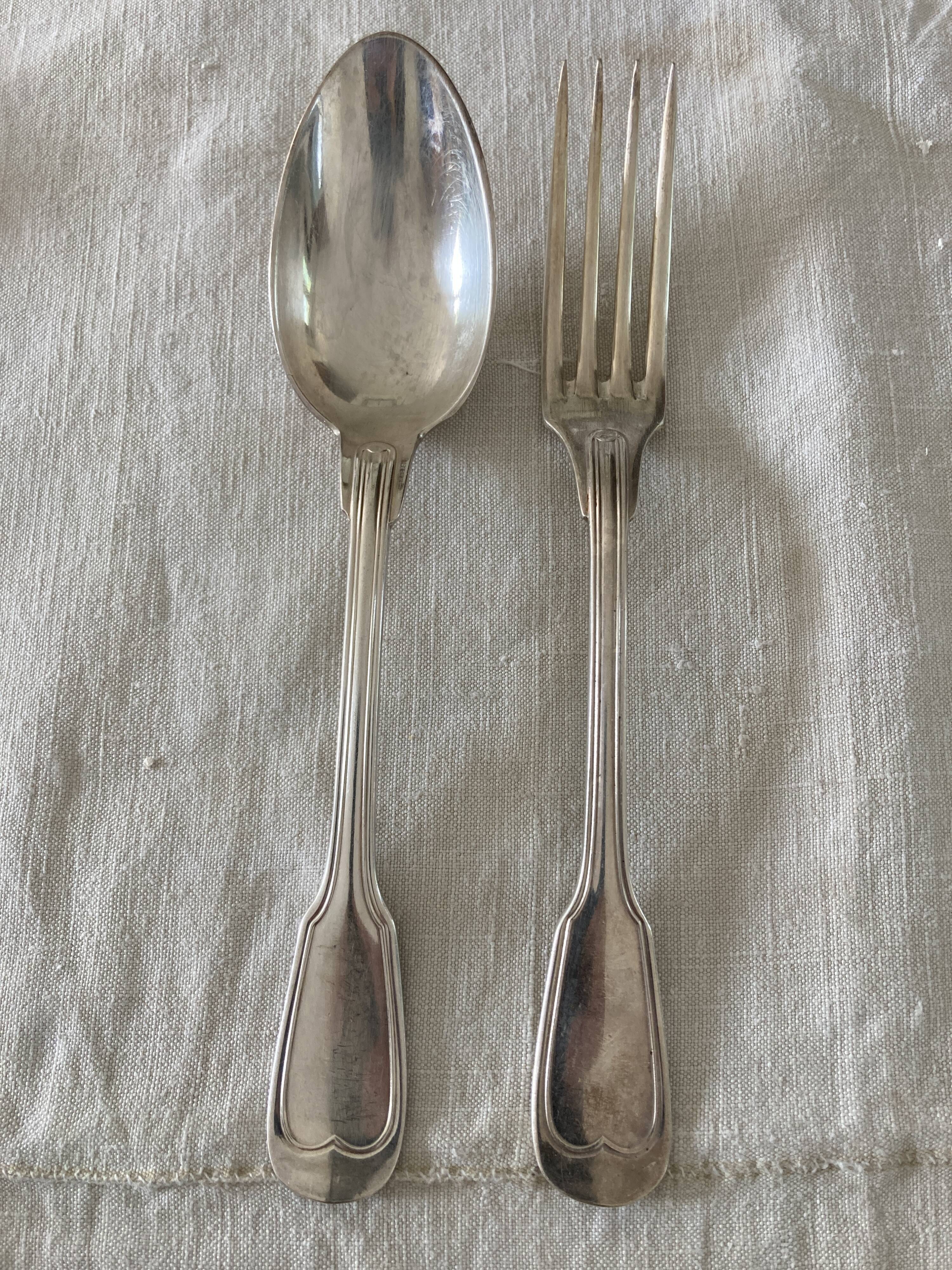 6 silver metal cutlery mesh model