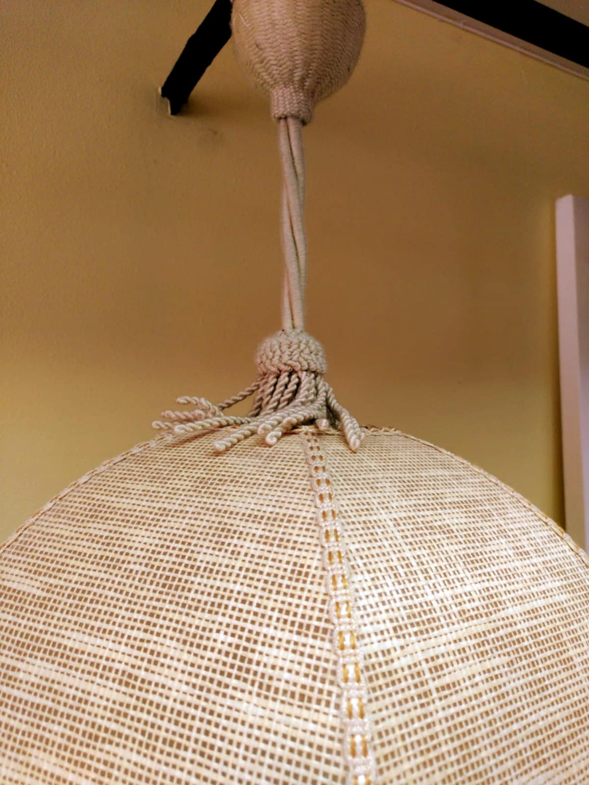 Bohemian hanging lamp cannage and vintage fringes