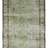 Grand tapis kilim vintage – vert menthe et crème 261 cm x 160 cm
