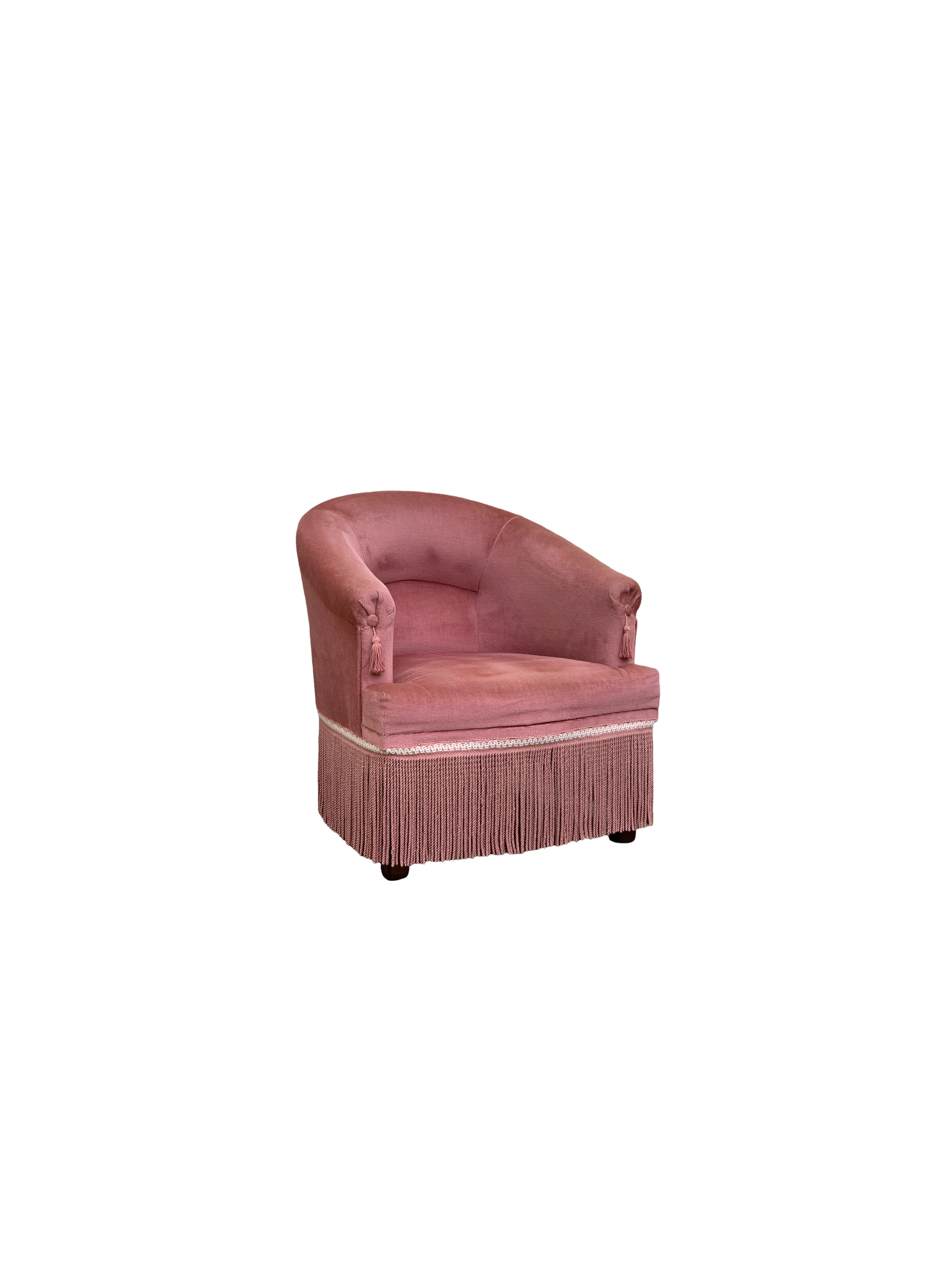 Pink velvet toad armchair 1970