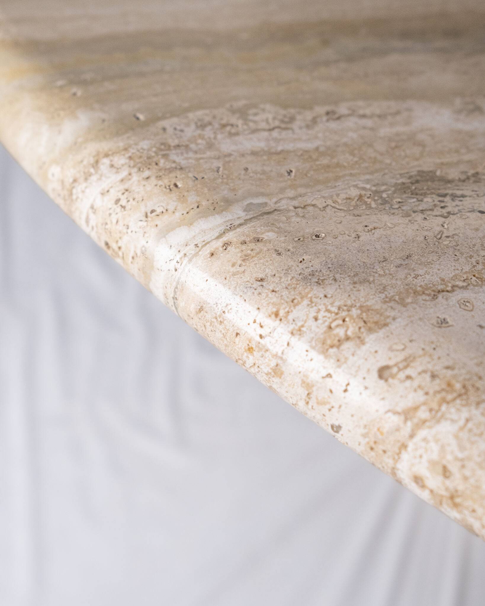 Pedestal dining table in travertine, Stone International, Italy, 1970s