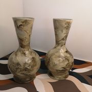Pair of hand-painted terracotta vases