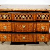 Rosewood and Mahogany chest of drawers, Louis XV / Louis XVI Transition style – Late 19th century
