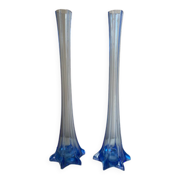Pair of old blue soliflores
