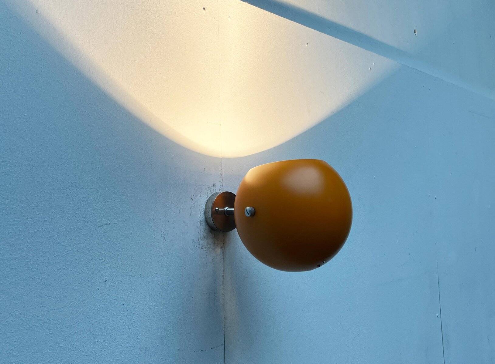 Mid-century Danish space age yellow ball wall lamps by Louis Poulsen, 1960s, set of 3.