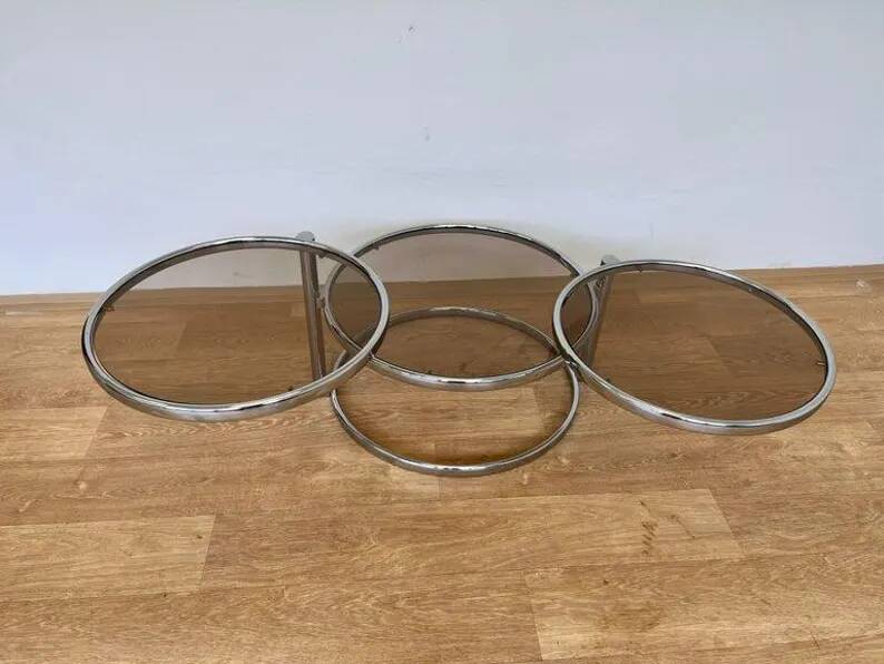 Midcentury Swivel and Folding Chrome Coffee Table, Germany, 1970s