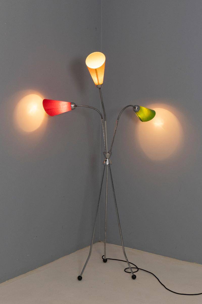 Three-armed floor lamp, Lidokov, 1950s–1960s, Czechoslovakia