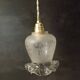 frosted glass suspension tulip shape, twisted linen cord, vintage