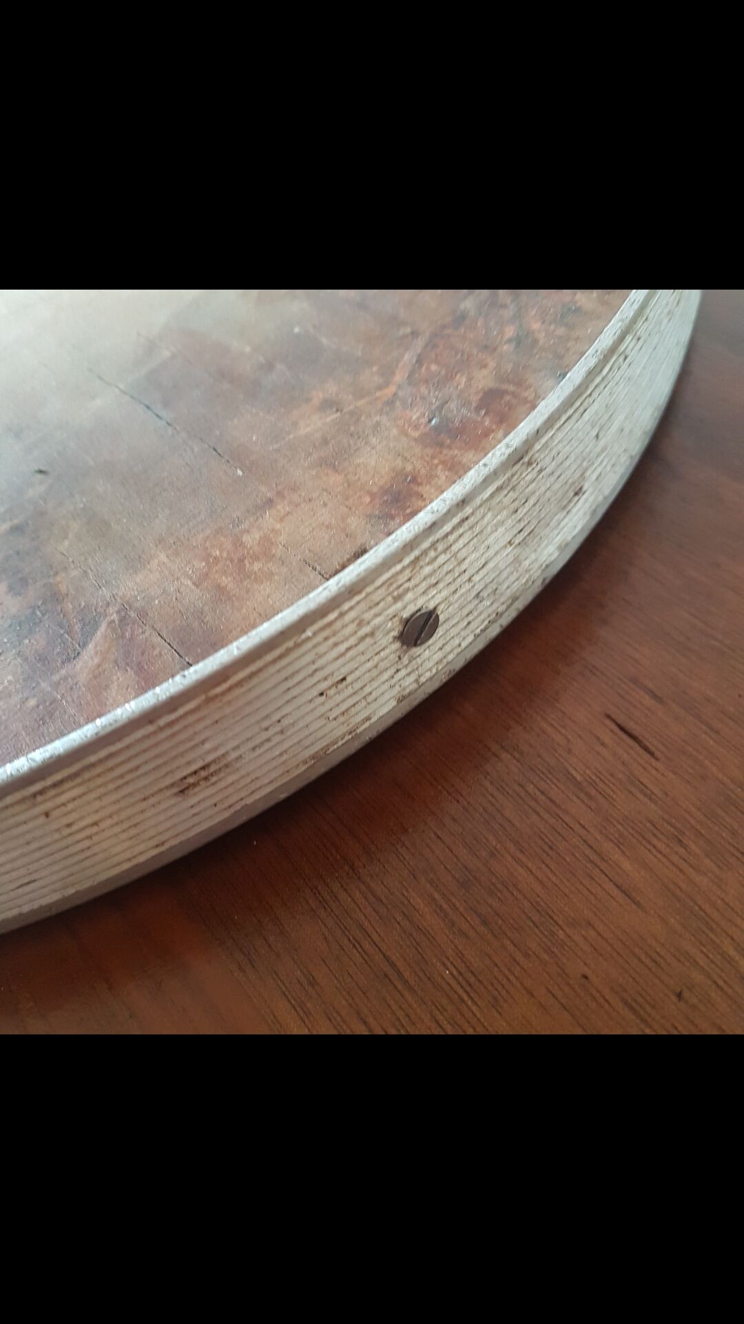 Old aluminum oval mirror