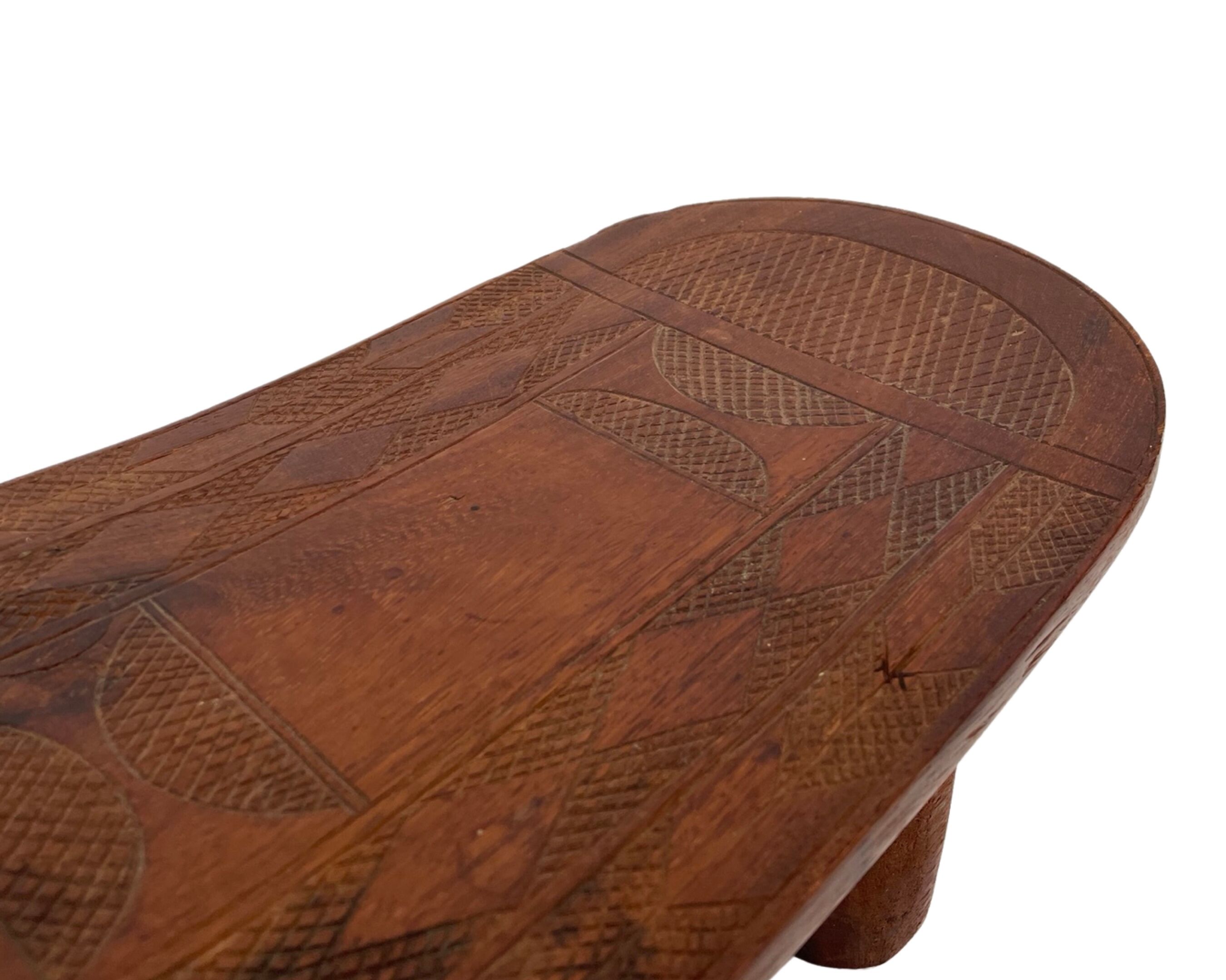 Vintage African hand-carved wooden Senufo stool bench design
