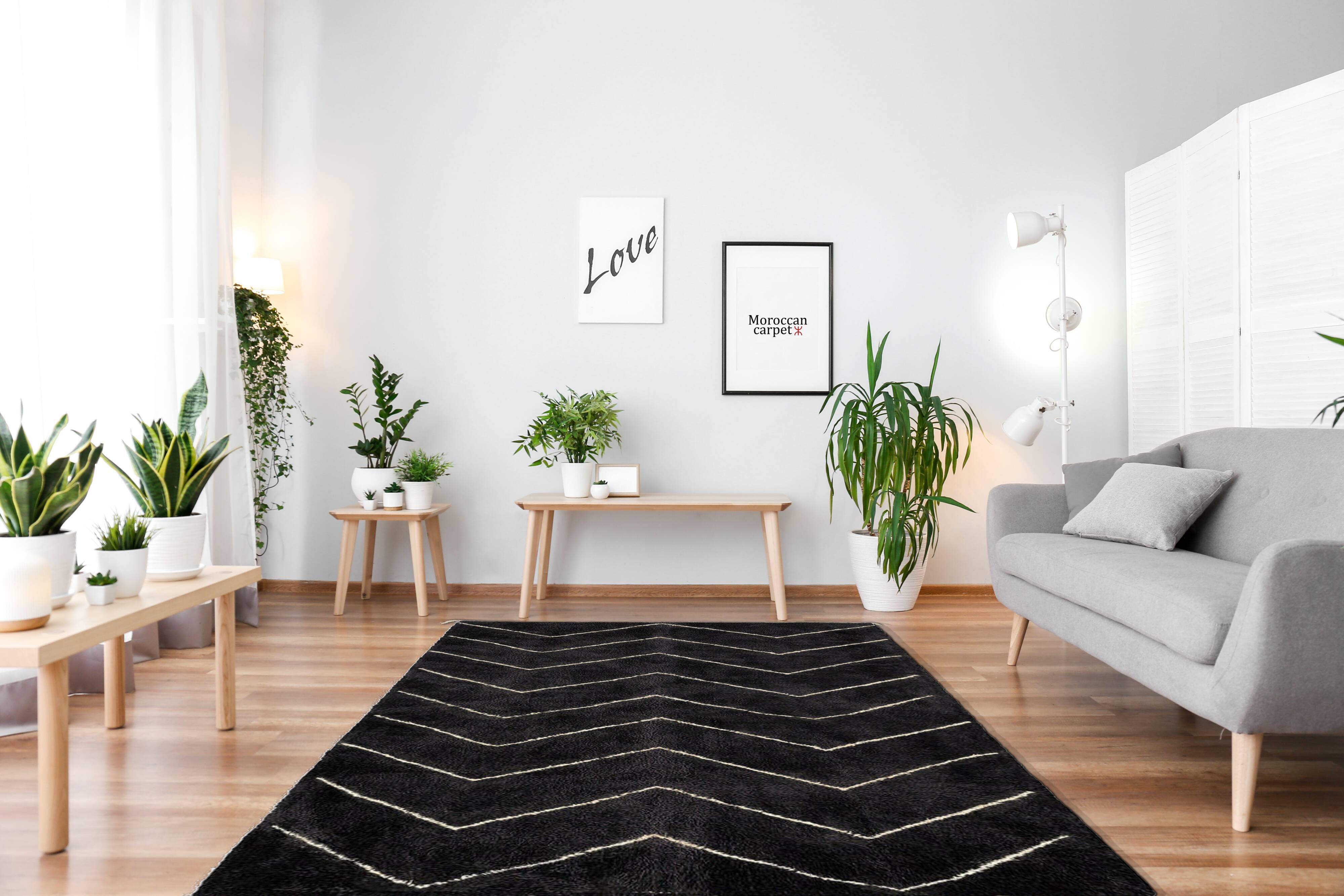 Tapis marocain moderne noir