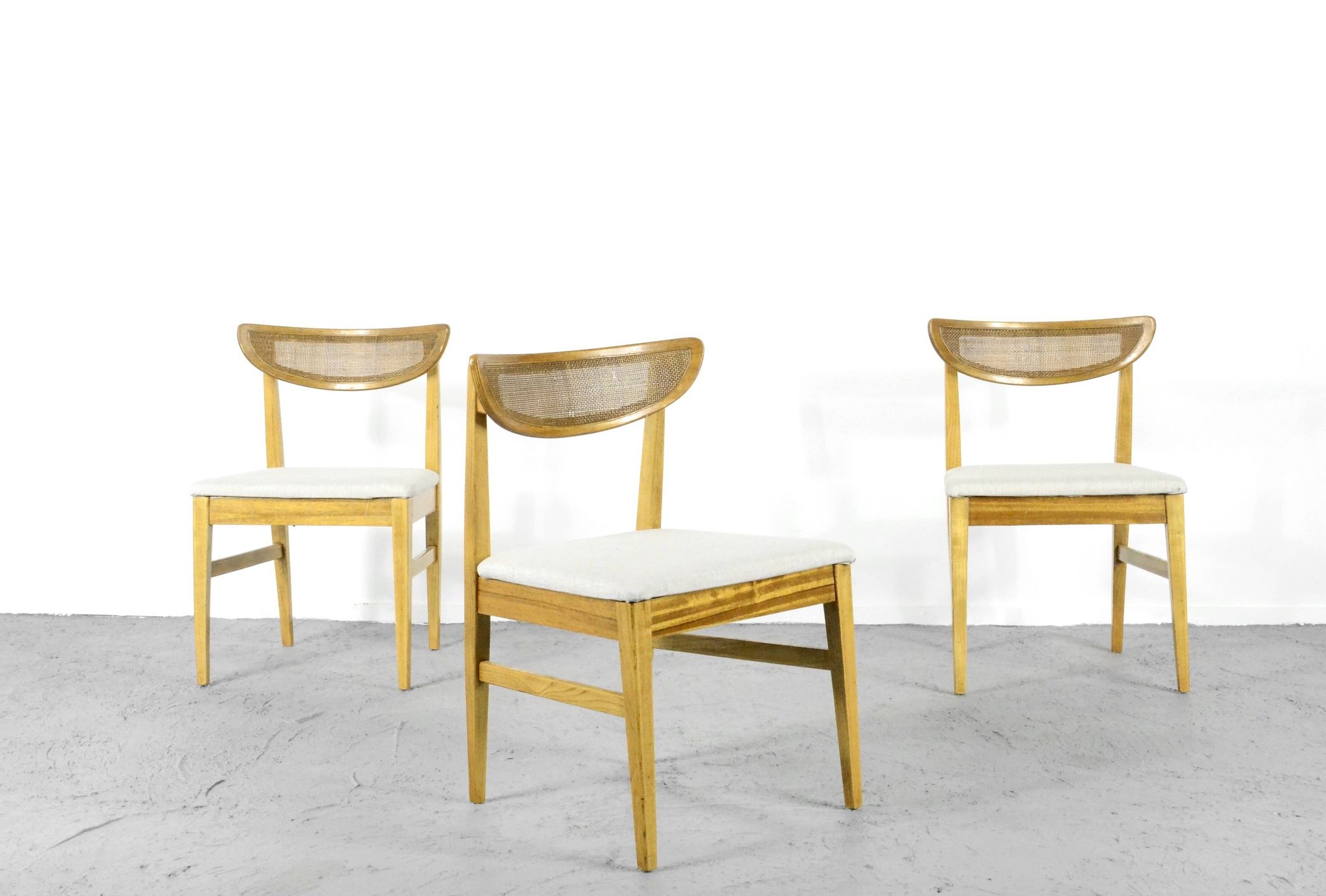 Very Rare Set Of 4 Vintage Midcentury Teak And Cane Bergere Chairs