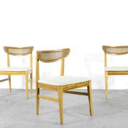Very Rare Set Of 4 Vintage Midcentury Teak And Cane Bergere Chairs