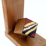 Mid-Century pair of wooden and enamel bookends, 1960s