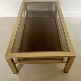 Large coffee table in gilded metal, France, 1970s