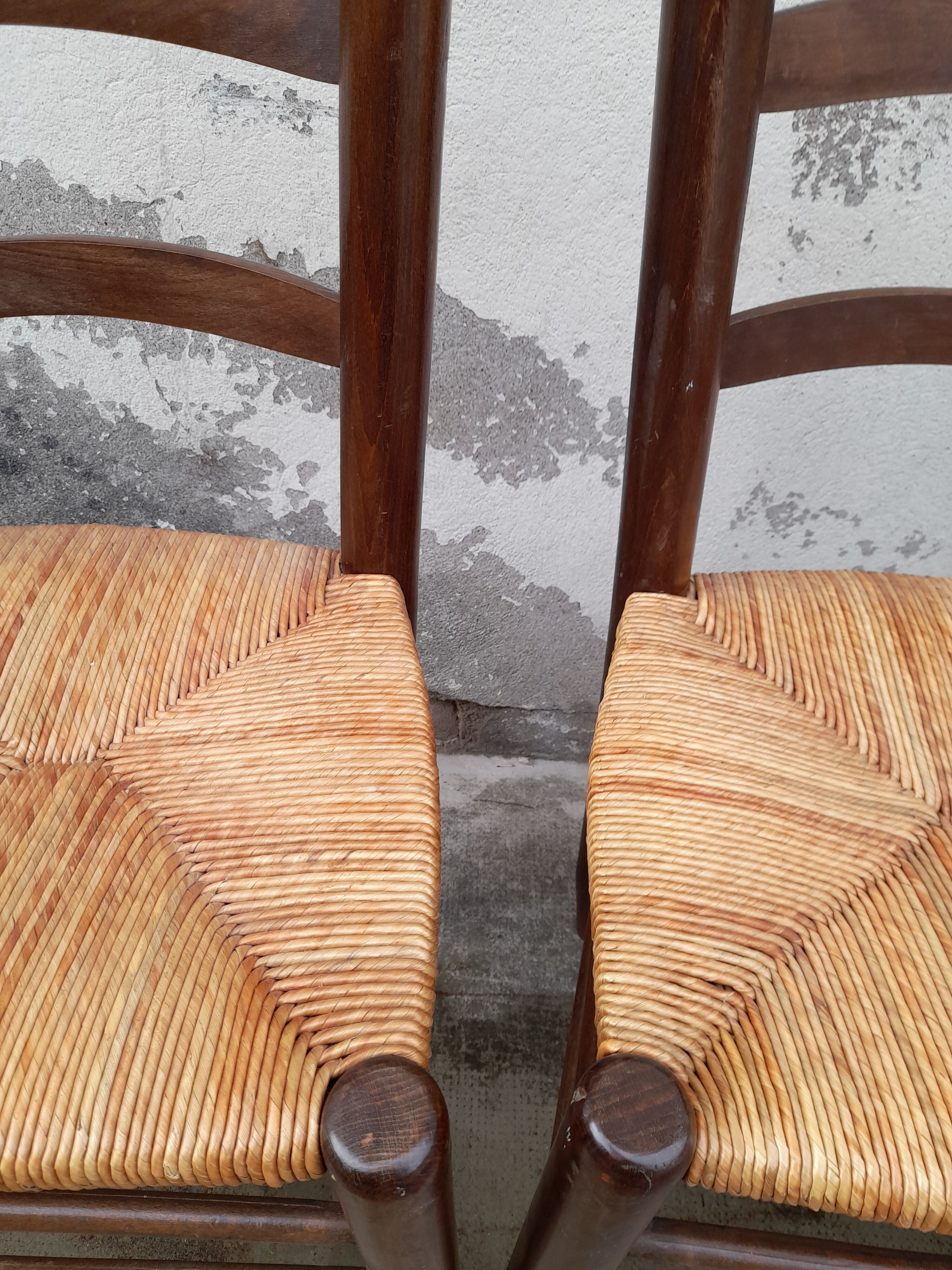 Série de 10 chaises paillé rustique anciennes