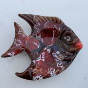 Dish fish shape glazed ceramic vintage slurry