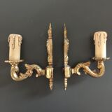 Pair of gilded bronze wall light