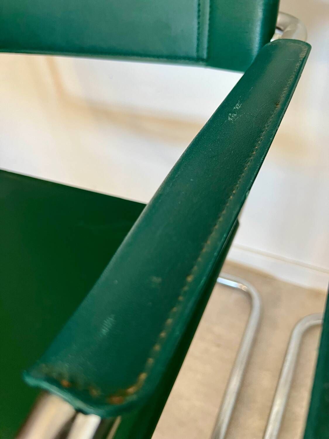 Set of 6 tubular chairs Bauhaus style design 80s/90s green