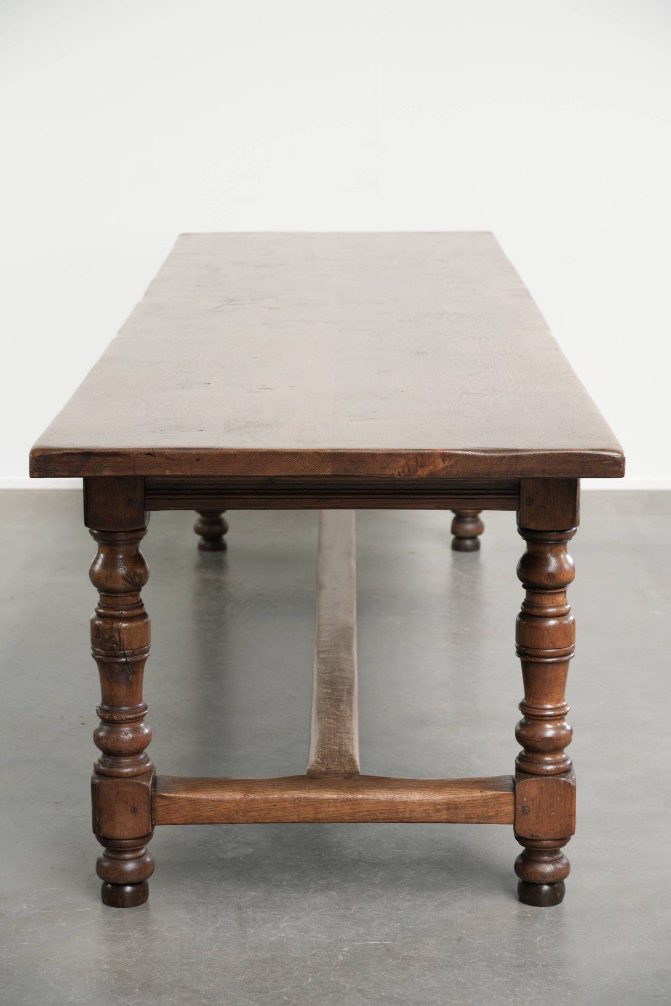Large antique English oak farmhouse XXL dining table from the 19th century