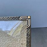 Vintage art deco  metal brass picture frame 15 cm x 11 cm convex glass