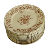 12 iron earthenware dessert plates, longchamp ribbons model