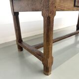 Authentic French farmhouse table from 1890 in solid oak with two drawers.