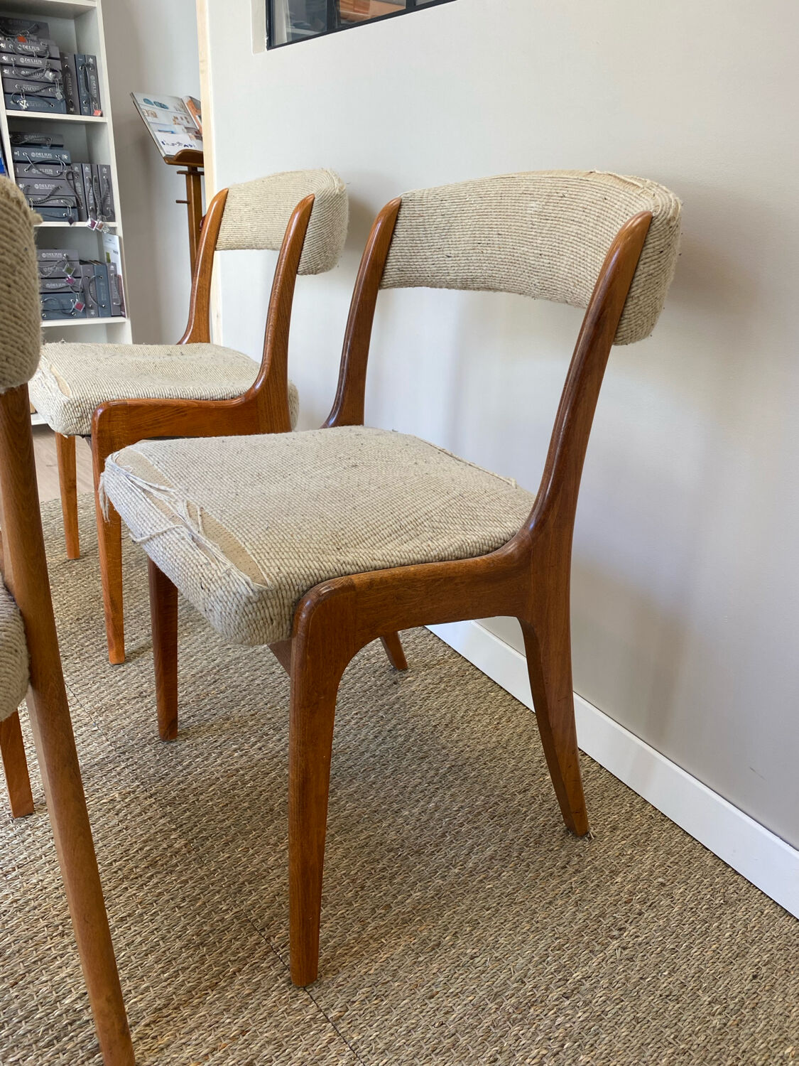 Set of 4 Gondole chairs in fabric signed by Baumann.