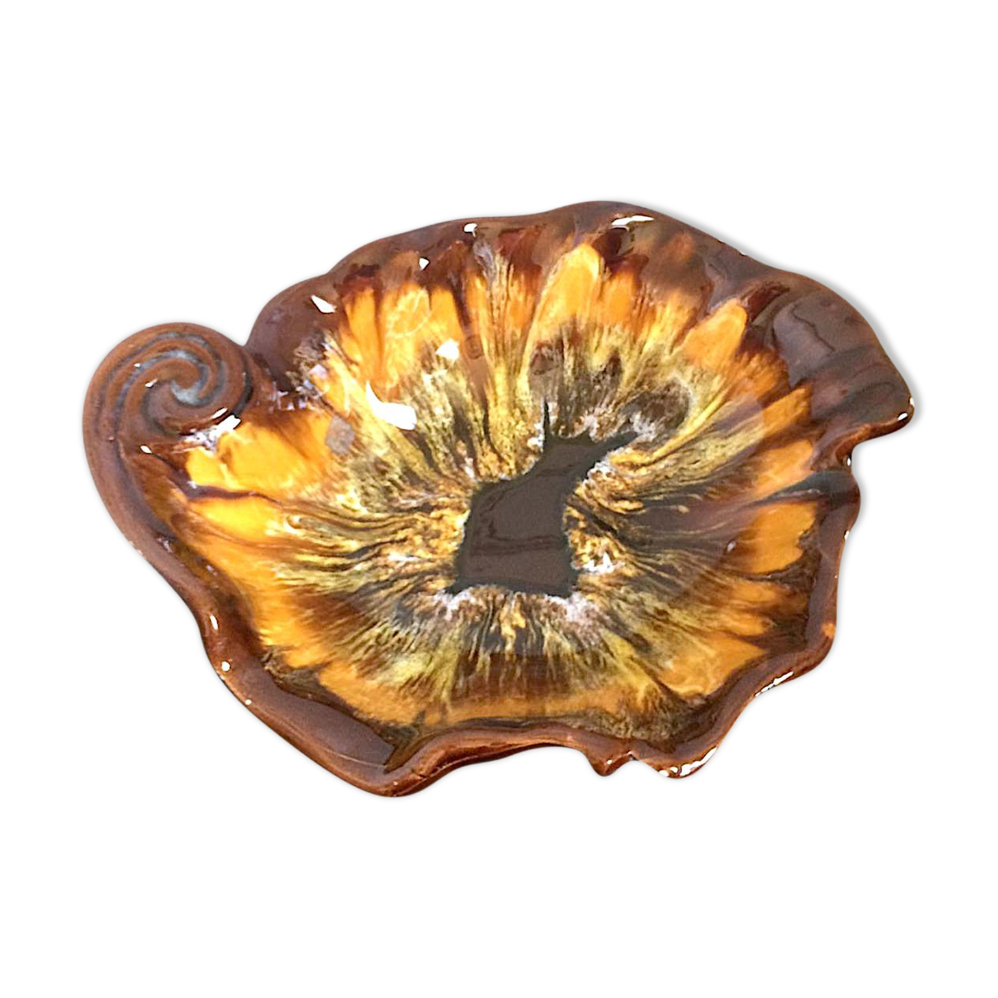 Dish Vallauris in yellow ceramic 1950 signed