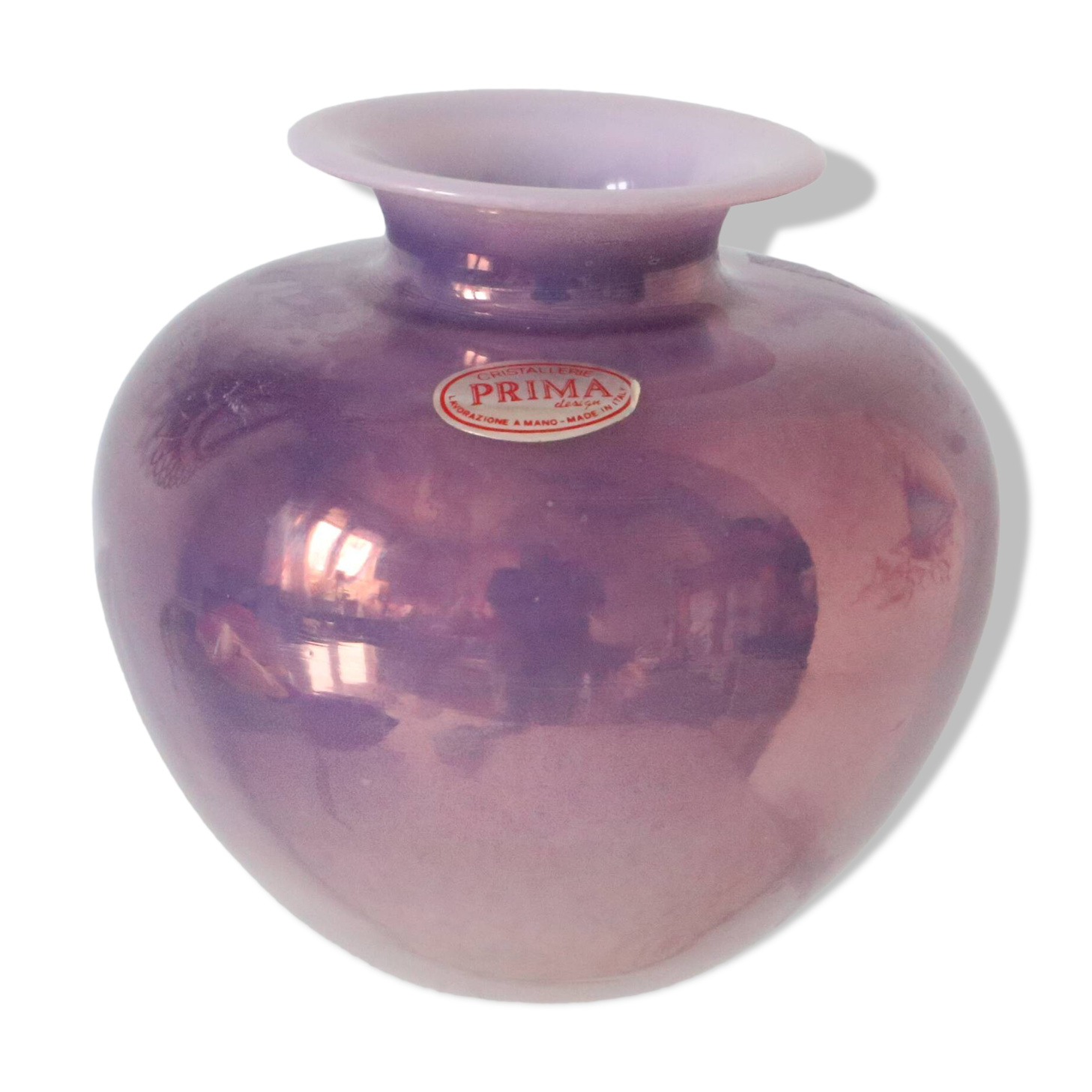Iridescent glass ball vase, vintage, 1980