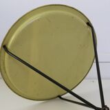 Black and yellow enamelled metal table, vintage, African Antelope motif, 1960