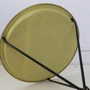 Black and yellow enamelled metal table, vintage, African Antelope motif, 1960