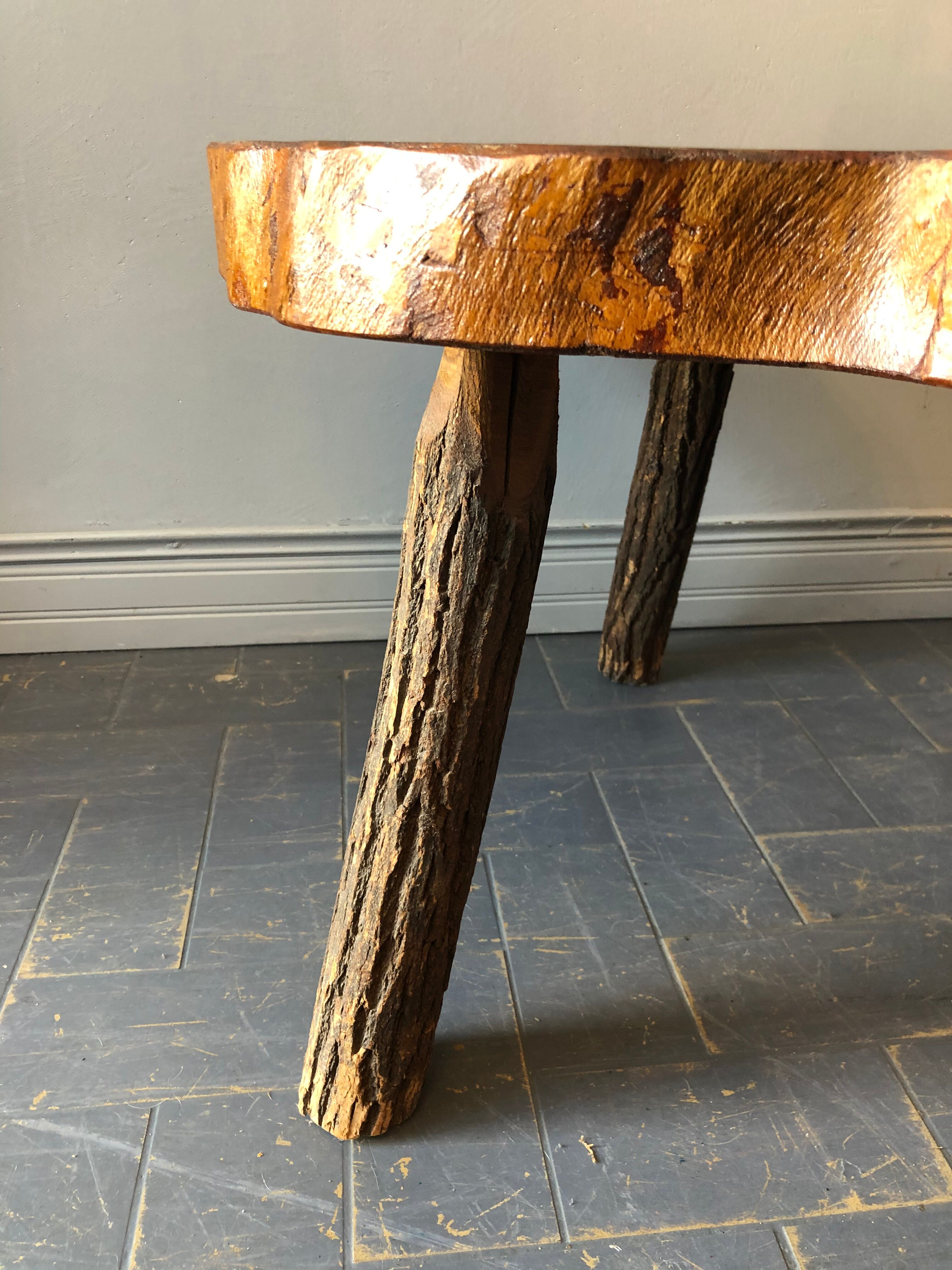 Brutalist oak coffee table