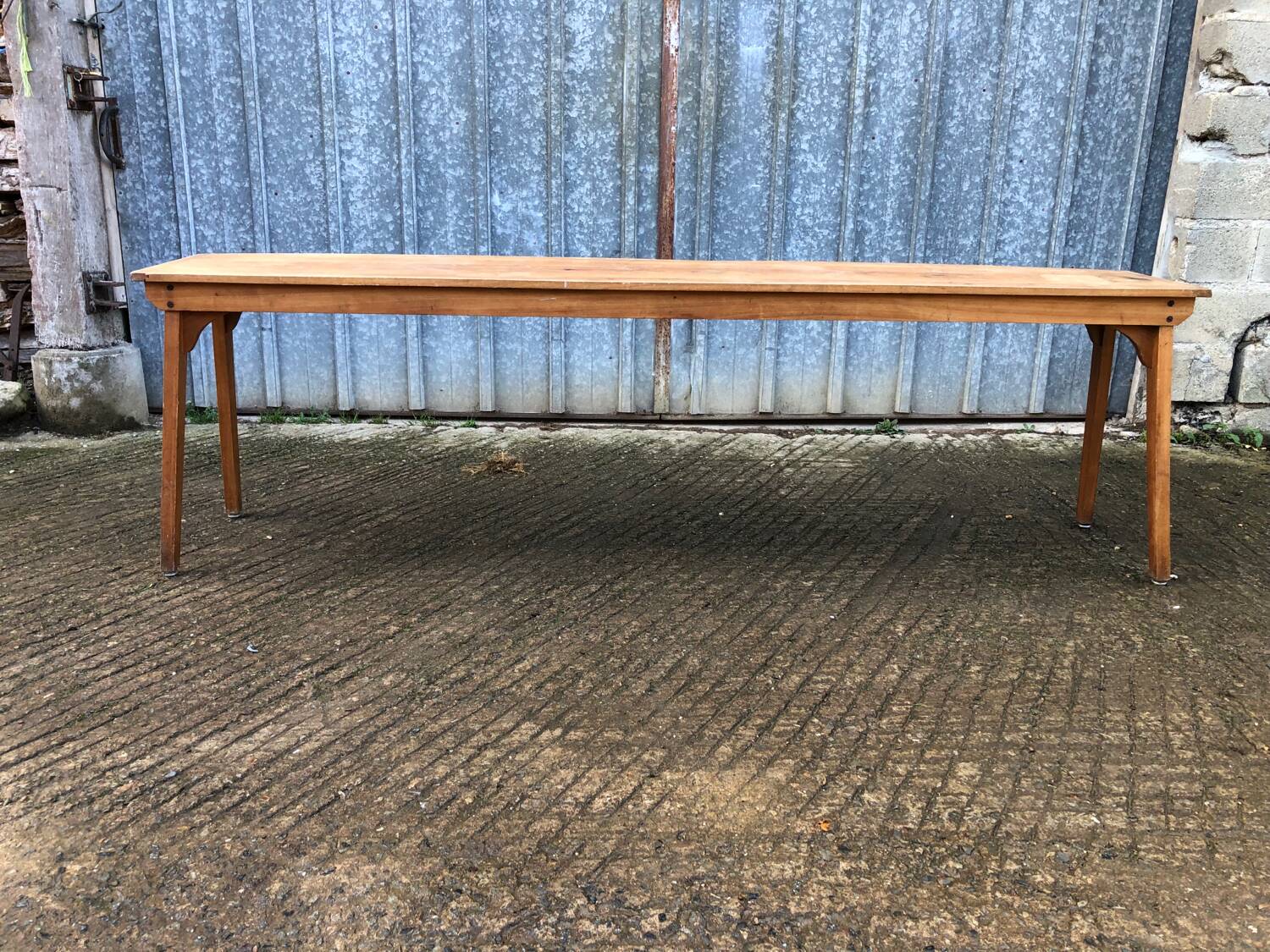 Table console vintage en hêtre massif