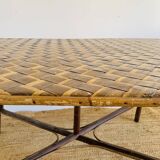 Large free-form rattan table