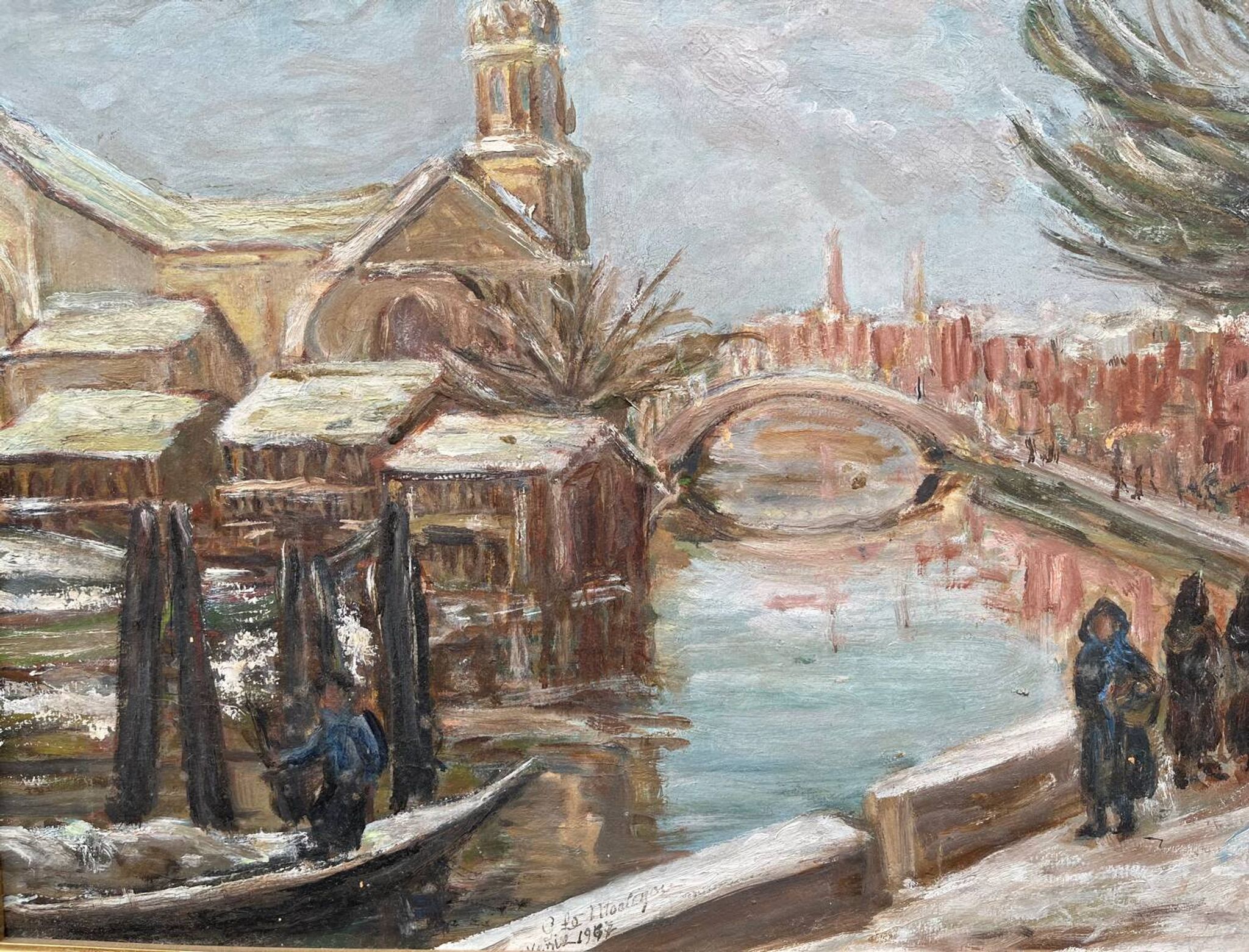 Tableau: Oil on panel - landscape of Venice