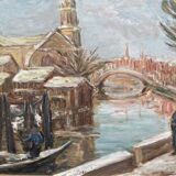 Tableau: Oil on panel - landscape of Venice
