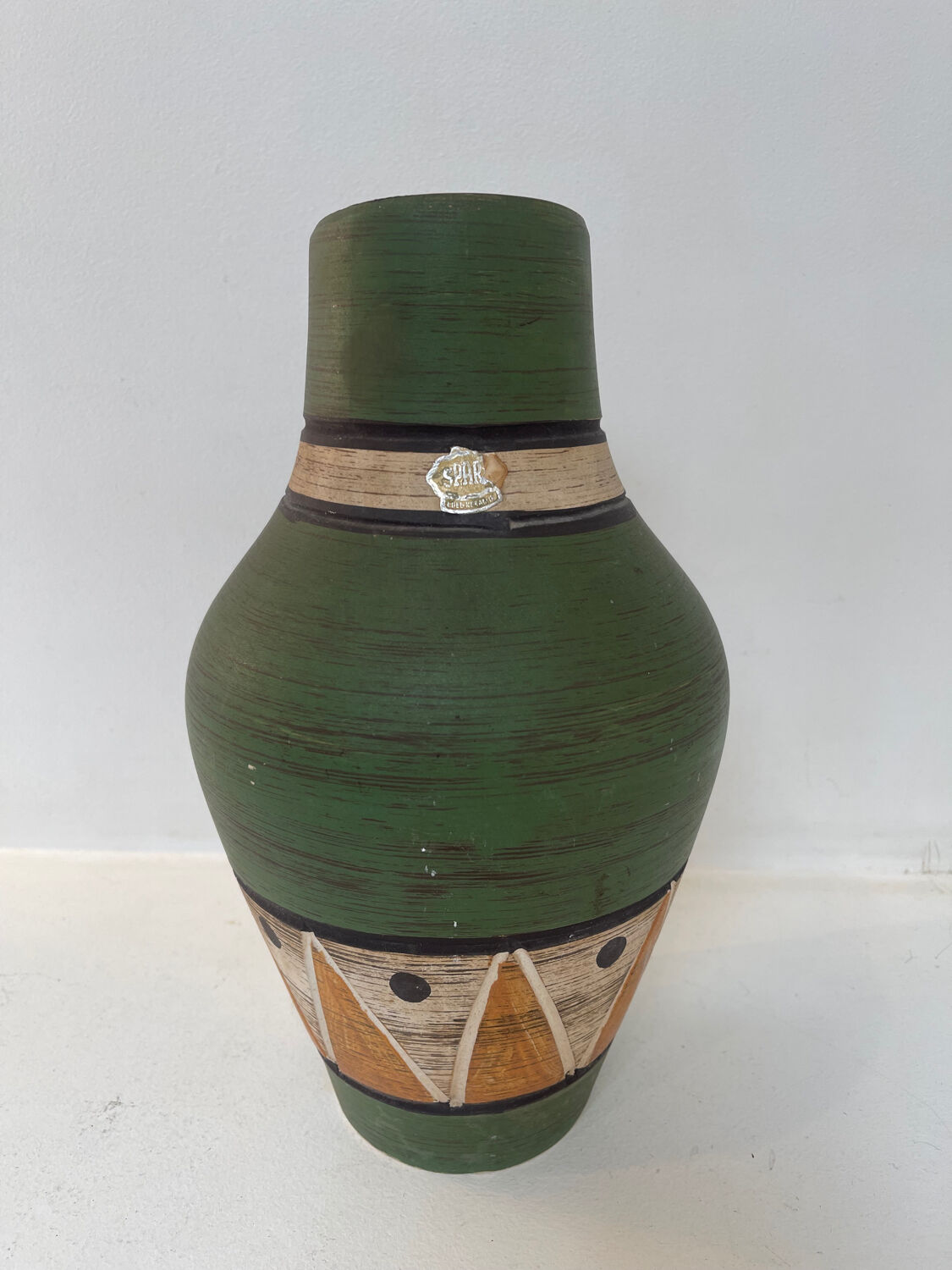 Vase jug West Germany SPAR ceramics green – vintage ceramics from the years